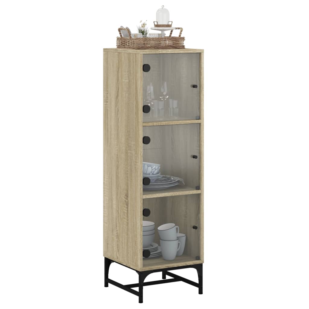 Highboard Se Skleněnými Dvířky Dub Sonoma 35 X 37 X 120 Cm