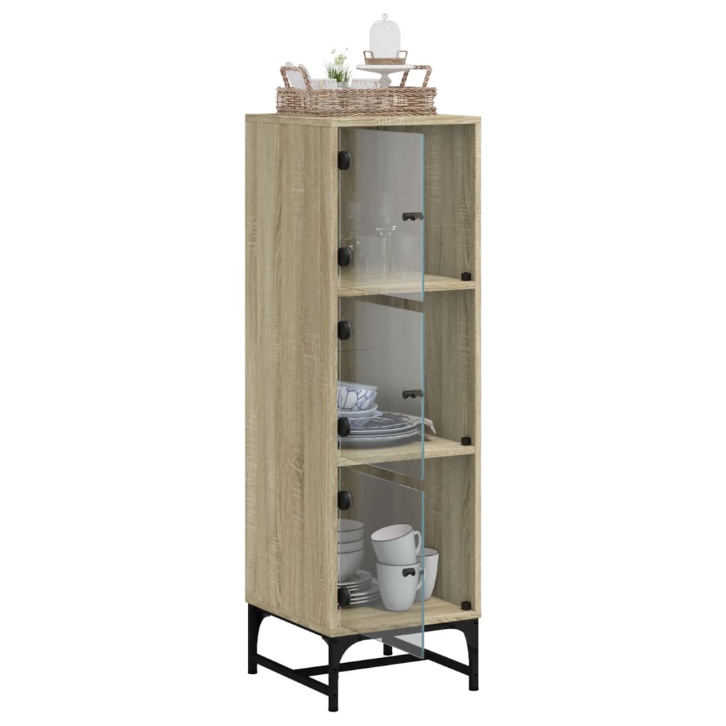 Highboard Se Skleněnými Dvířky Dub Sonoma 35 X 37 X 120 Cm