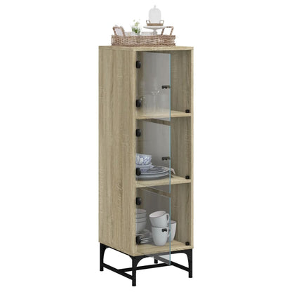 Highboard Se Skleněnými Dvířky Dub Sonoma 35 X 37 X 120 Cm