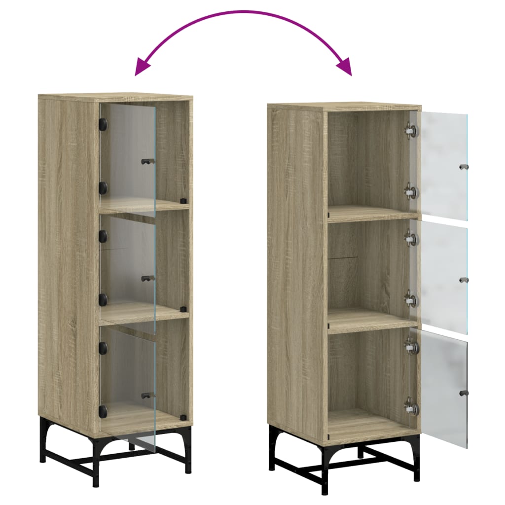 Highboard Se Skleněnými Dvířky Dub Sonoma 35 X 37 X 120 Cm