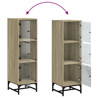 Highboard Se Skleněnými Dvířky Dub Sonoma 35 X 37 X 120 Cm