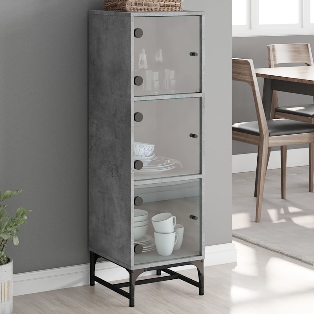 Highboard Se Skleněnými Dvířky Černý 35 X 37 X 120 Cm