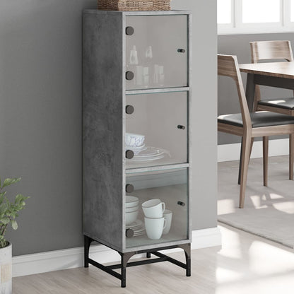 Highboard Se Skleněnými Dvířky Černý 35 X 37 X 120 Cm
