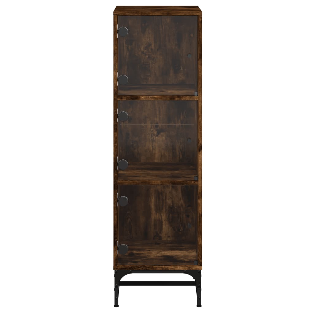 Highboard Se Skleněnými Dvířky Kouřový Dub 35 X 37 X 120 Cm