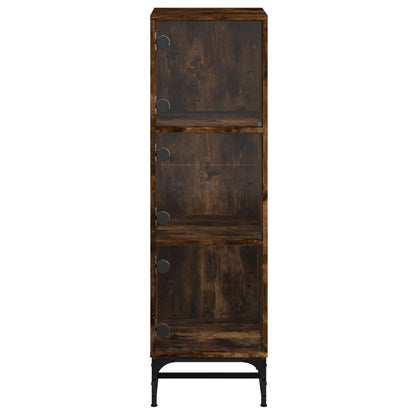 Highboard Se Skleněnými Dvířky Kouřový Dub 35 X 37 X 120 Cm