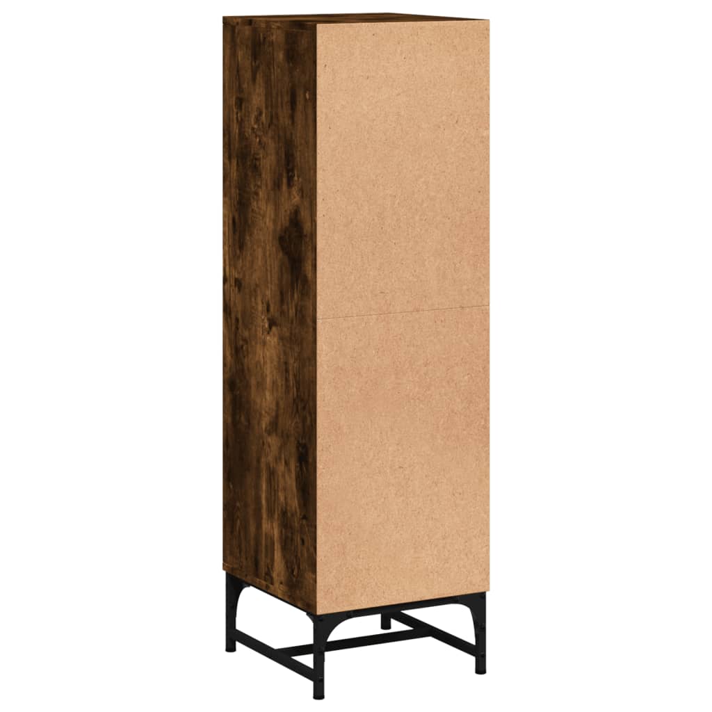 Highboard Se Skleněnými Dvířky Kouřový Dub 35 X 37 X 120 Cm