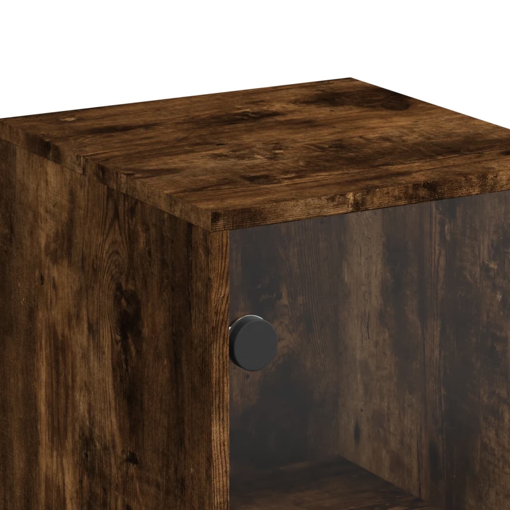 Highboard Se Skleněnými Dvířky Kouřový Dub 35 X 37 X 120 Cm