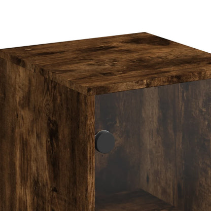 Highboard Se Skleněnými Dvířky Kouřový Dub 35 X 37 X 120 Cm