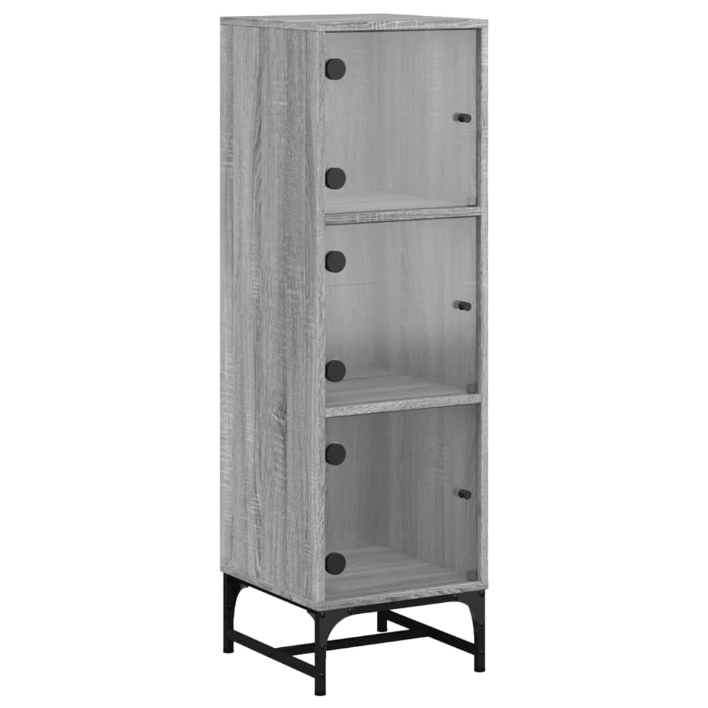 Highboard Se Skleněnými Dvířky Šedý Sonoma 35 X 37 X 120 Cm