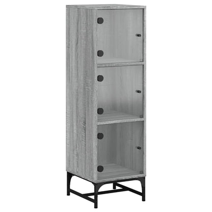Highboard Se Skleněnými Dvířky Šedý Sonoma 35 X 37 X 120 Cm