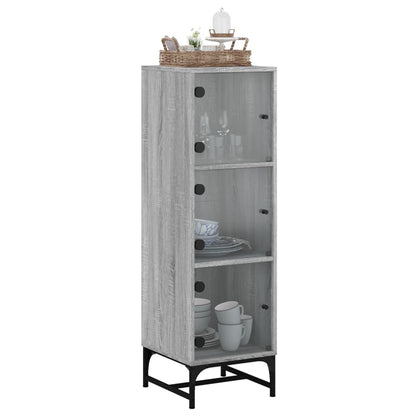 Highboard Se Skleněnými Dvířky Šedý Sonoma 35 X 37 X 120 Cm