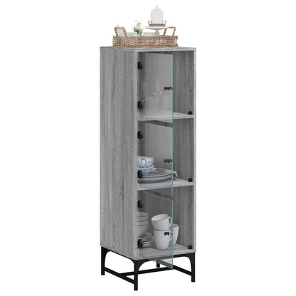 Highboard Se Skleněnými Dvířky Šedý Sonoma 35 X 37 X 120 Cm
