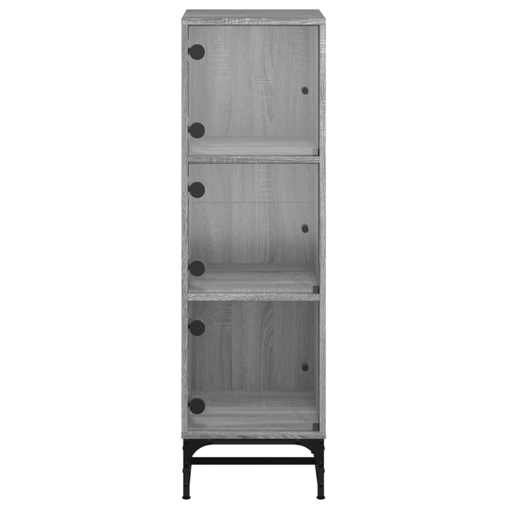 Highboard Se Skleněnými Dvířky Šedý Sonoma 35 X 37 X 120 Cm