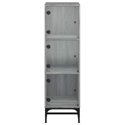 Highboard Se Skleněnými Dvířky Šedý Sonoma 35 X 37 X 120 Cm