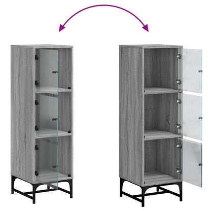 Highboard Se Skleněnými Dvířky Šedý Sonoma 35 X 37 X 120 Cm