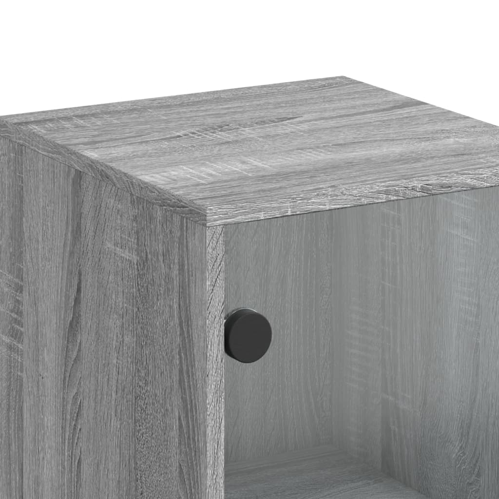 Highboard Se Skleněnými Dvířky Šedý Sonoma 35 X 37 X 120 Cm