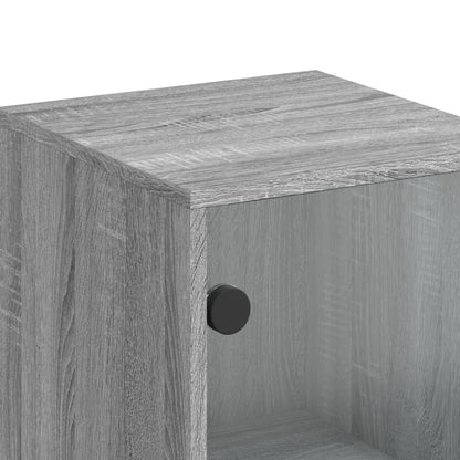 Highboard Se Skleněnými Dvířky Šedý Sonoma 35 X 37 X 120 Cm