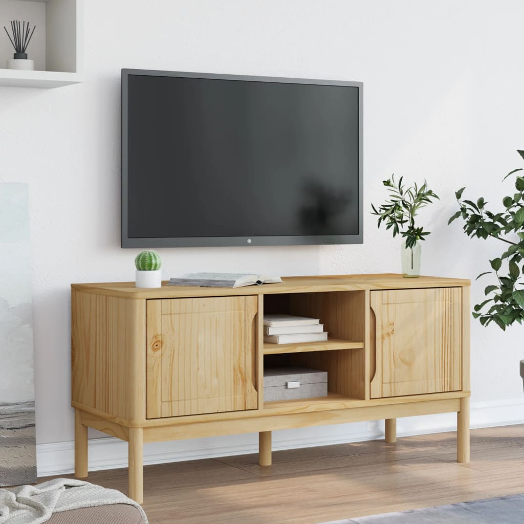 Tv Stolek Floro Voskově Hnědý 114X43X55 Cm Masivní Borové Dřevo