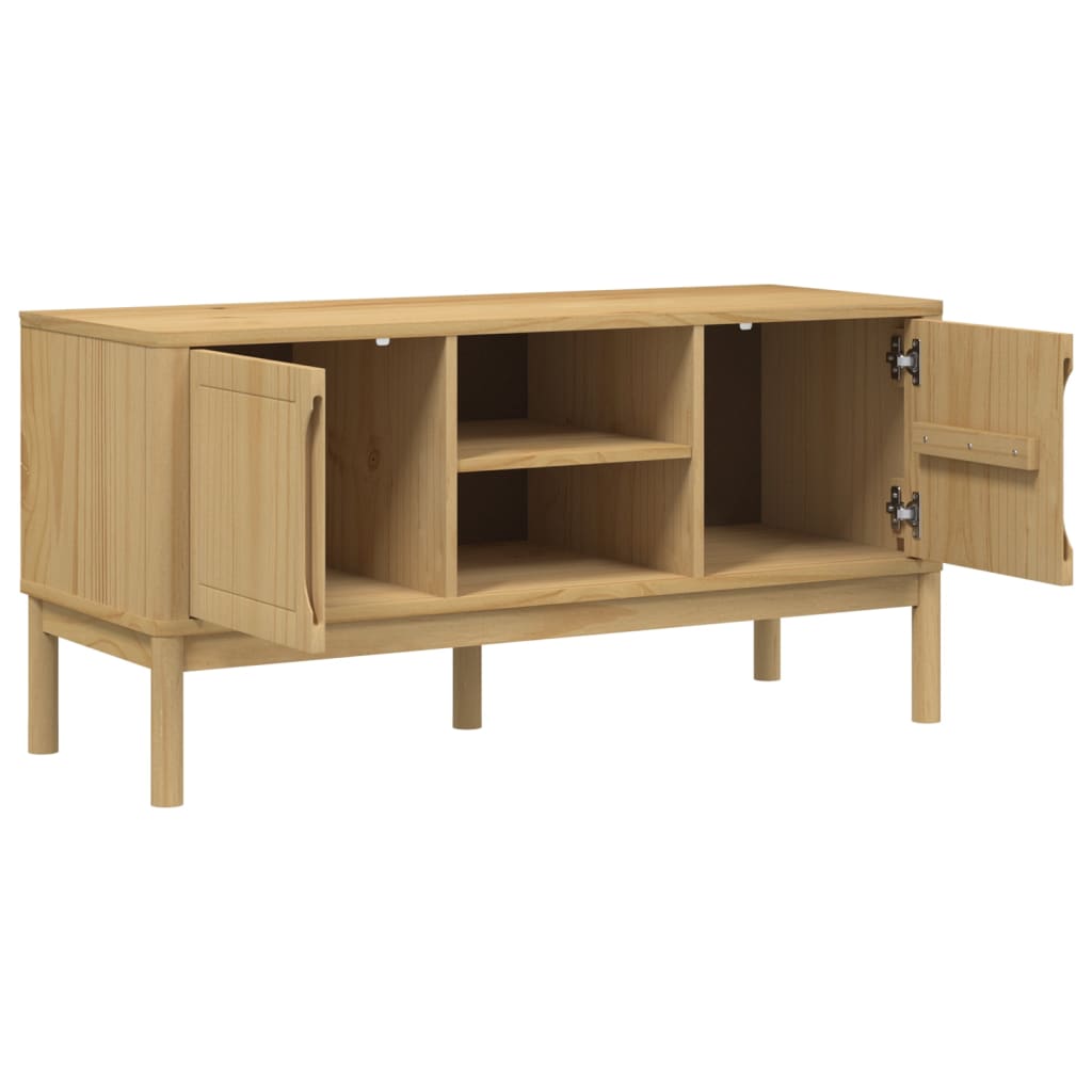 Tv Stolek Floro Voskově Hnědý 114X43X55 Cm Masivní Borové Dřevo