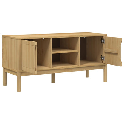 Tv Stolek Floro Voskově Hnědý 114X43X55 Cm Masivní Borové Dřevo