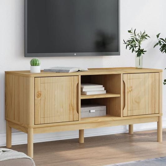TV stolek FLORO voskově hnědý 114x43x55 cm masivní borové dřevo