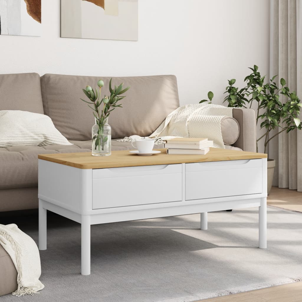 Konferenční Stolek Floro Bílý 99X55,5X45 Cm Masivní Borovice