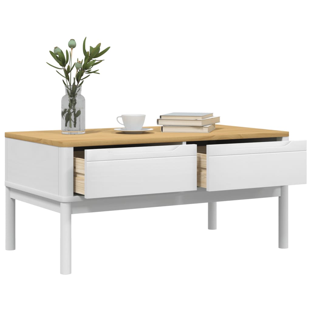 Konferenční Stolek Floro Bílý 99X55,5X45 Cm Masivní Borovice