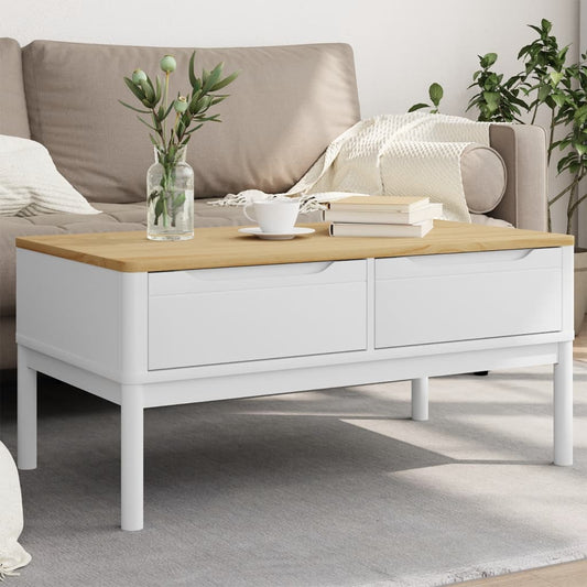 Konferenční Stolek Floro Bílý 99X55,5X45 Cm Masivní Borovice