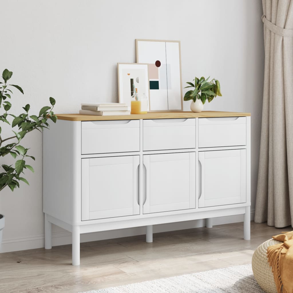 Příborník Floro Bílý 114 X 43 X 74 Cm Masivní Borovice