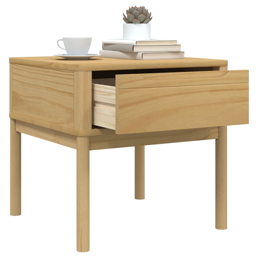 Noční Stolek Floro Voskově Hnědý 55X55X54 Cm Masivní Borovice