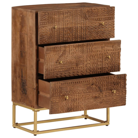 Komoda Se Zásuvkami 55 X 30 X 76 Cm Masivní Mangovník A Železo