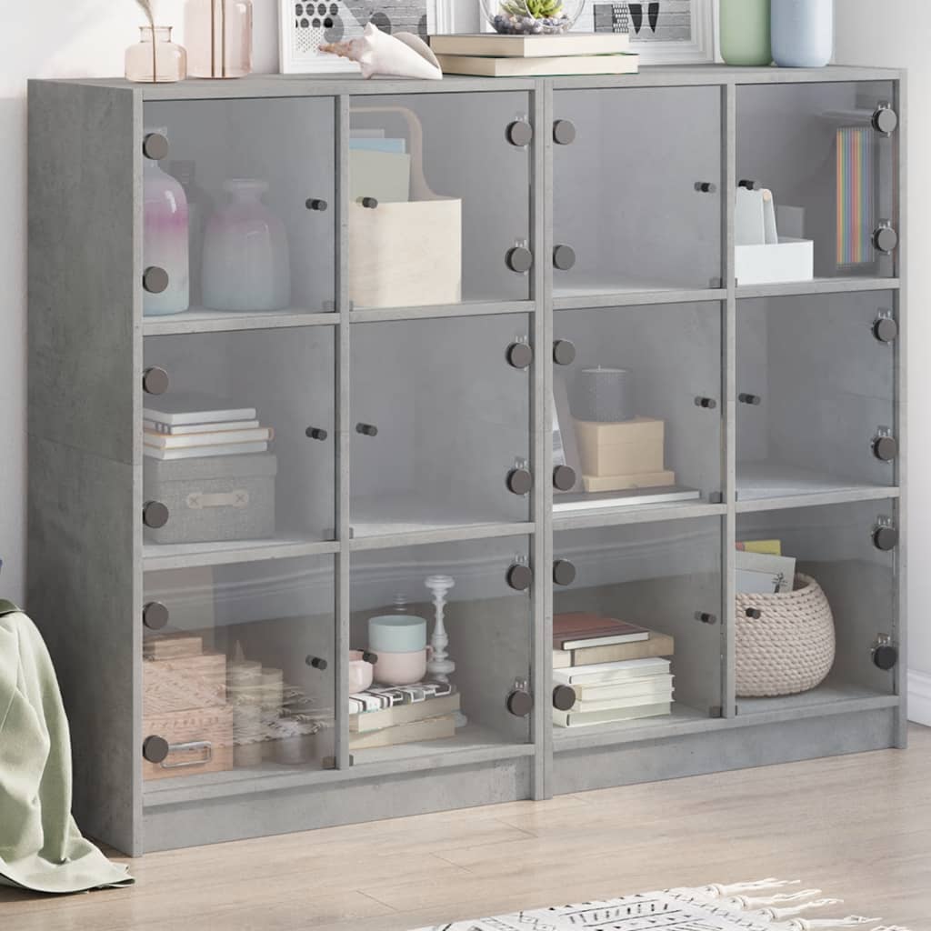 Highboard S Dvířky Betonově Šedý 68X37X109 Cm Kompozitní Dřevo