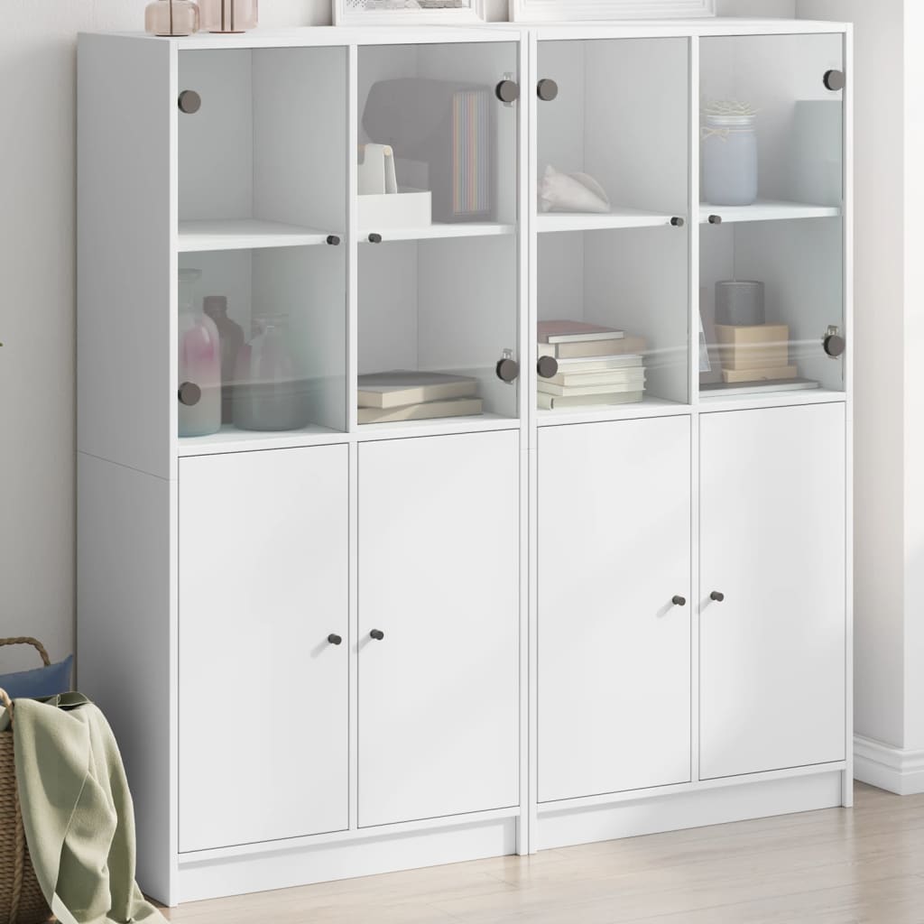 Highboard S Dvířky Bílý 68 X 37 X 142 Cm Kompozitní Dřevo