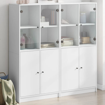 Highboard S Dvířky Bílý 68 X 37 X 142 Cm Kompozitní Dřevo