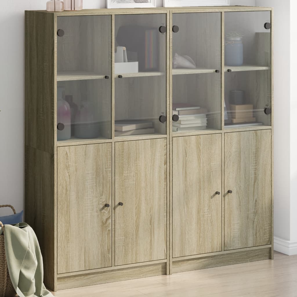 Highboard S Dvířky Bílý 68 X 37 X 142 Cm Kompozitní Dřevo