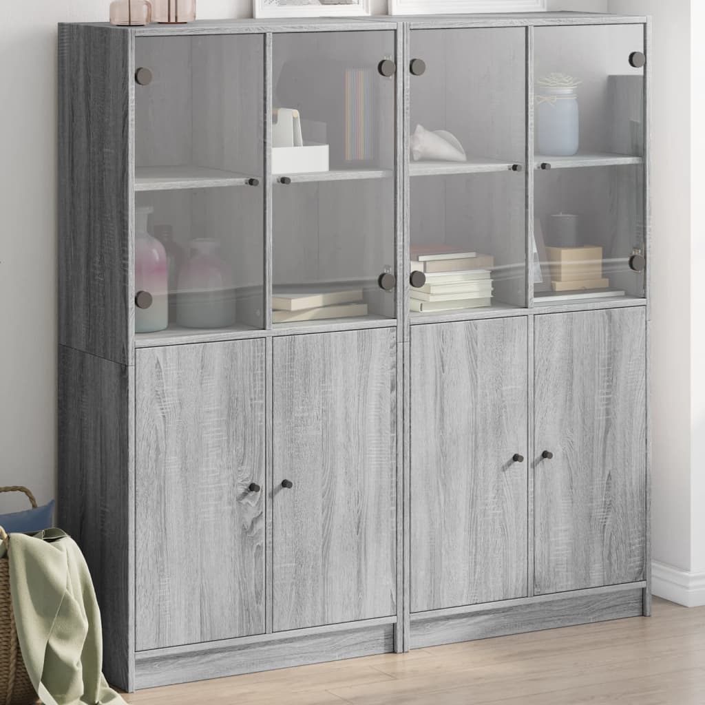 Highboard S Dvířky Bílý 68 X 37 X 142 Cm Kompozitní Dřevo