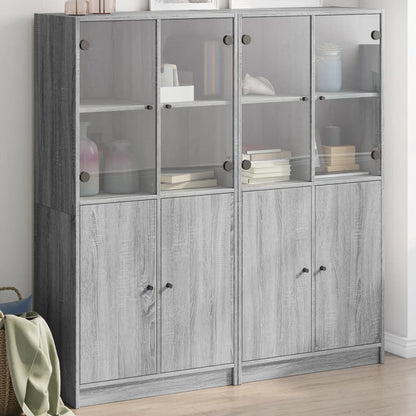 Highboard S Dvířky Bílý 68 X 37 X 142 Cm Kompozitní Dřevo
