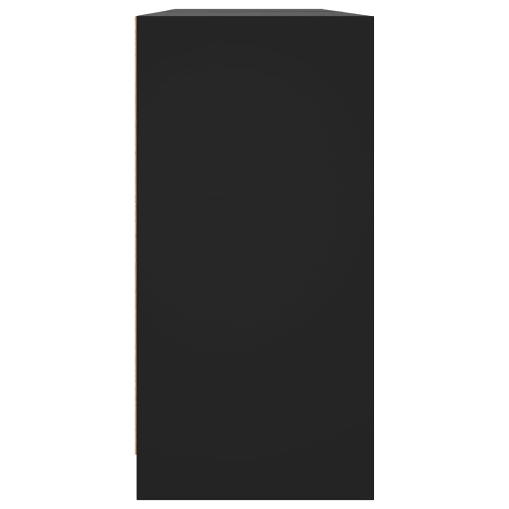 Knihovna S Dvířky Černá 204 X 37 X 75 Cm Kompozitní Dřevo