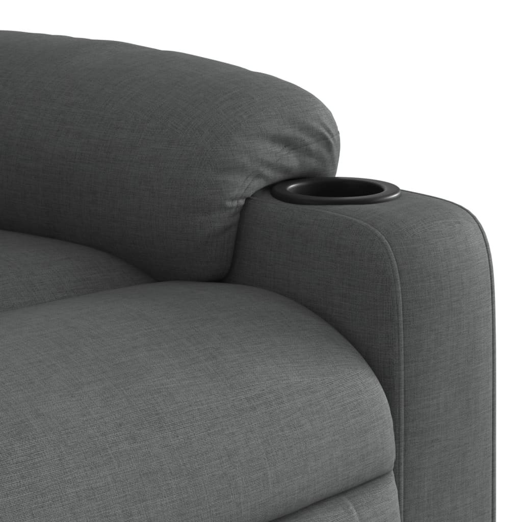 Zvedací Masážní Polohovací Křeslo Tmavě Šedé Textil Tmavě Šedá
