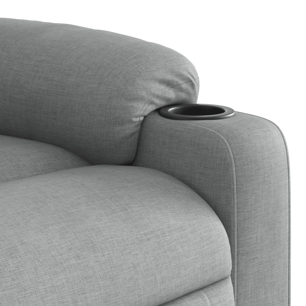 Elektrické Zvedací Masážní Polohovací Křeslo Světle Šedé Textil Světle Šedá