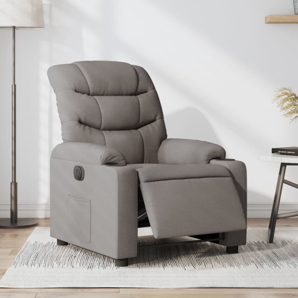 Elektrické Masážní Polohovací Křeslo Textil Taupe