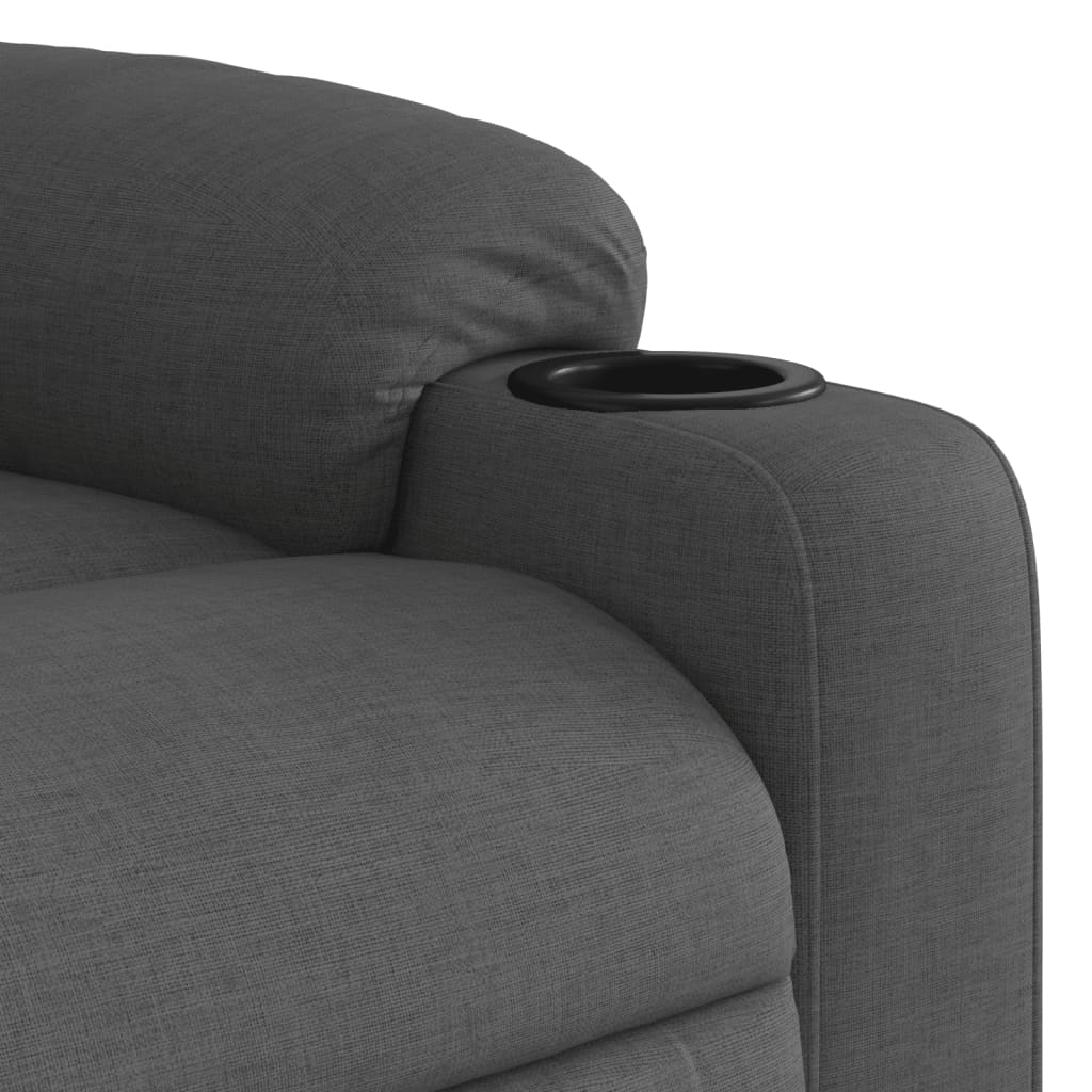 Elektrické Masážní Polohovací Křeslo Tmavě Šedé Textil Tmavě Šedá