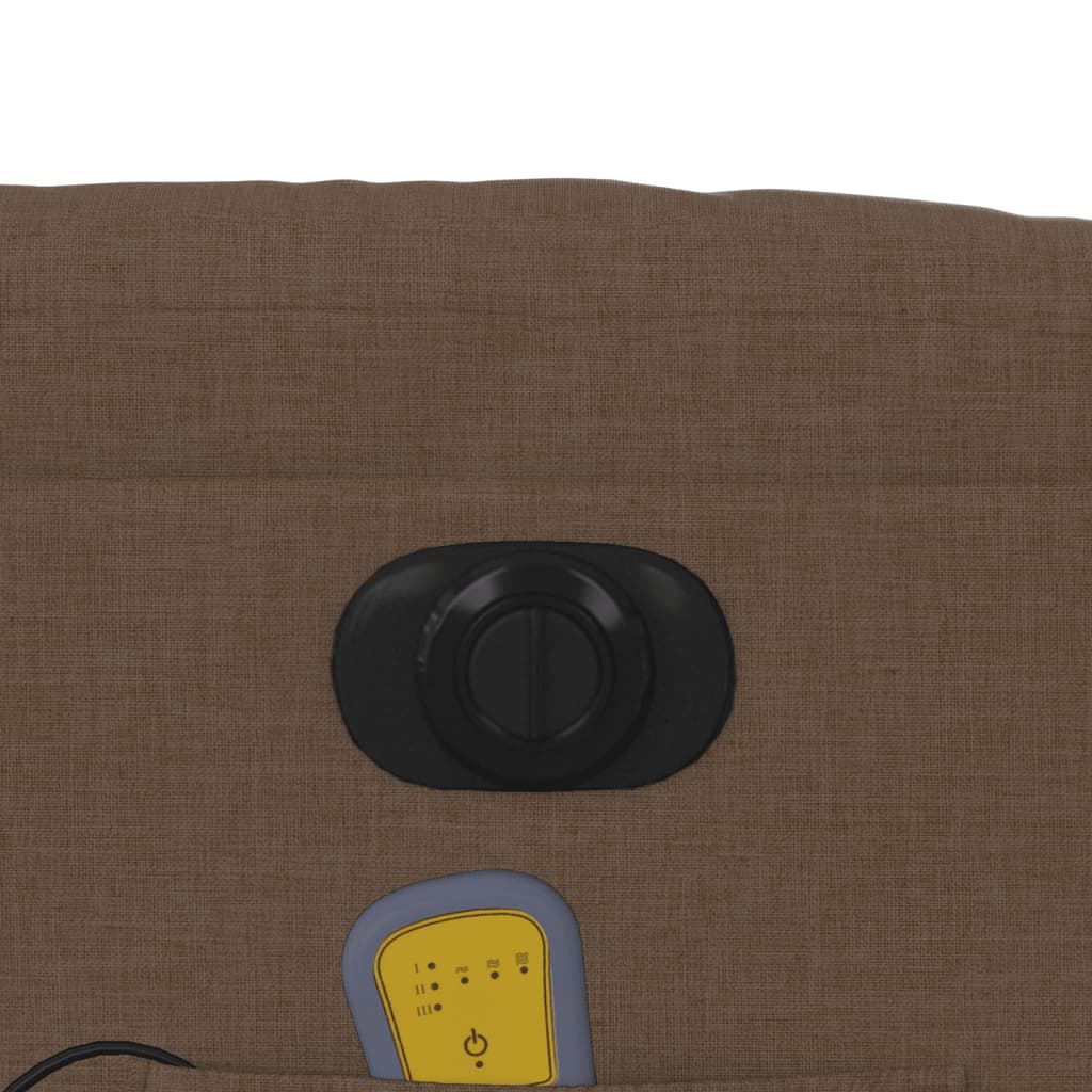 Elektrické Masážní Polohovací Křeslo Hnědé Textil Hnědá