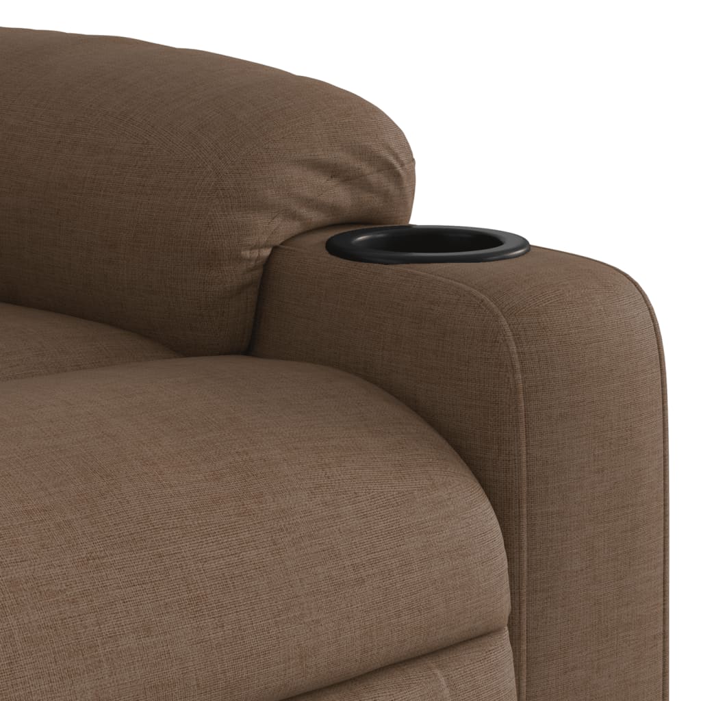Elektrické Masážní Polohovací Křeslo Hnědé Textil Hnědá