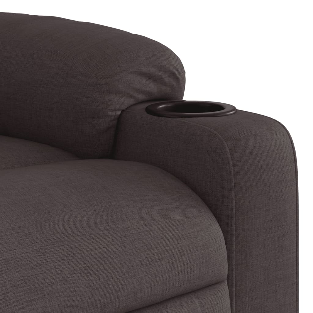 Elektrické Masážní Polohovací Křeslo Tmavě Hnědé Textil Tmavě Hnědá