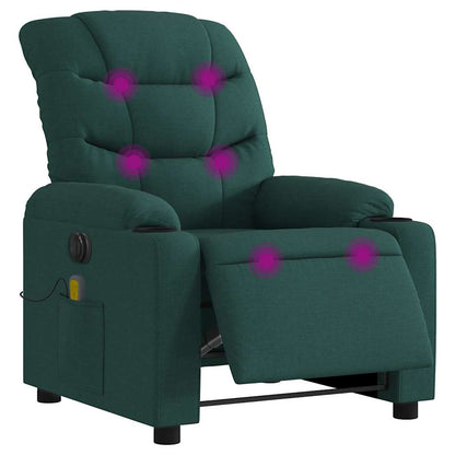 Elektrické Masážní Polohovací Křeslo Tmavě Zelené Textil Tmavě Zelená
