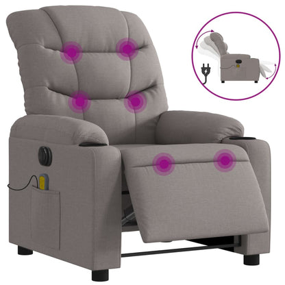 Elektrické Masážní Polohovací Křeslo Textil Taupe