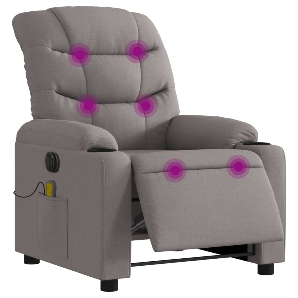 Elektrické Masážní Polohovací Křeslo Textil Taupe
