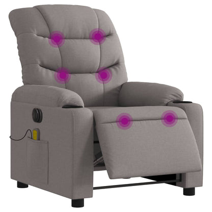 Elektrické Masážní Polohovací Křeslo Textil Taupe