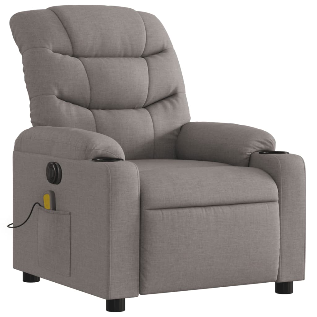 Elektrické Masážní Polohovací Křeslo Textil Taupe